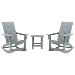 Emma And Oliver Set Of 2 Harmon Modern All-Weather Poly Resin Adirondack Rocking Chairs With Side Table For Outdoor Use -Outdoor Garden Store GUEST 238945db 5c8b 4c4a 83ff 8d6c039376b1