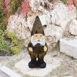 16" Magnesium Oxide Indoor/Outdoor Garden Gnome With Watering Can Statue Brown - Alpine Corporation