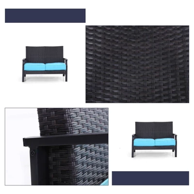 Rattan Wicker Patio Loveseat - Captiva Designs 2 Rattan Wicker Patio Loveseat - Captiva Designs - Image 2