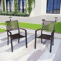 5pc Patio Set With Faux Wood Table & Metal Chairs - Captiva Designs -Outdoor Garden Store GUEST 25d1833b a6bb 4f48 ad4f 1fbec50452bd