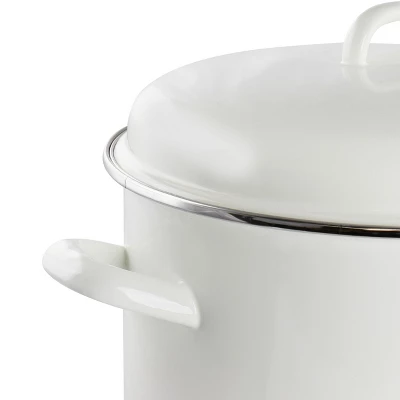 Martha Stewart Enamel On Steel 16 Quart Lobster Pot In Cream 5 Martha Stewart Enamel On Steel 16 Quart Lobster Pot In Cream - Image 5