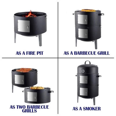 Realcook 17 Inch Vertical Heavy Duty Round Steel BBQ Charcoal Outdoor Smoker With Latch Locking System And Dual Entrance Doors, Black 1 Realcook 17 Inch Vertical Heavy Duty Round Steel BBQ Charcoal Outdoor Smoker With Latch Locking System And Dual Entrance Doors, Black