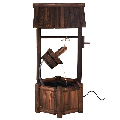 Costway Garden Rustic Wishing Well Water Fountain Wooden Outdoor Electric Backyard Pump 7 Costway Garden Rustic Wishing Well Water Fountain Wooden Outdoor Electric Backyard Pump - Image 7
