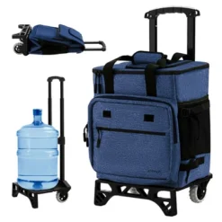 Costway 50-Can 3-in-1 Insulated Rolling Cooler With Adjustable Handle & Bottom Plate Blue/Grey -Outdoor Garden Store GUEST 2943366c 5ade 41fd 9d15 93a6a7c9a5d8