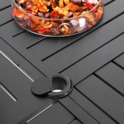 5pc Outdoor Dining Set With Stackable Chairs & Metal Round Table With Umbrella Hole - Black - Captiva Designs -Outdoor Garden Store GUEST 29c967b5 ebb1 4afe ac9c dafc938f8330