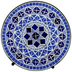 Teal Island Designs Modern Black Round Outdoor Accent Side Table 14" Wide Light Blue Mosaic Tabletop Front Porch Patio Home House Balcony -Outdoor Garden Store GUEST 29eac952 8f96 4810 a0f4 f2b217c8f763