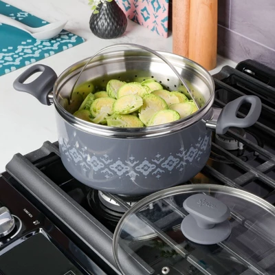 Spice By Tia Mowry Savory Saffron Healthy Nonstick 5qt Dutch Oven W/Steamer Insert 6 Spice By Tia Mowry Savory Saffron Healthy Nonstick 5qt Dutch Oven W/Steamer Insert - Image 6