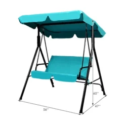 Costway Loveseat Patio Canopy Swing Glider Hammock Cushioned Blue -Outdoor Garden Store GUEST 2a14263e 738f 40d0 b14e 8095143a8bd2