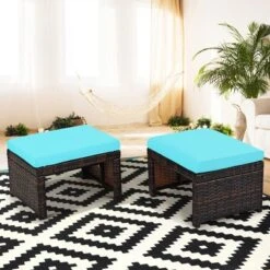 Costway 2PCS Patio Rattan Ottoman Cushioned Seat Foot Rest Furniture TurquoiseRedWhite 23 Costway 2PCS Patio Rattan Ottoman Cushioned Seat Foot Rest Furniture TurquoiseRedWhite -Outdoor Garden Store GUEST 2a23788e 90a7 48e1 8f80 76e40a181cd4
