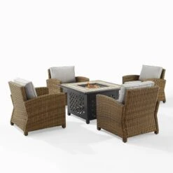 Bradenton 5pc Outdoor Wicker Arm Chair & Fire Table Set - Crosley 37 Bradenton 5pc Outdoor Wicker Arm Chair & Fire Table Set - Crosley -Outdoor Garden Store GUEST 2a5a94fe 779b 40c4 8ded dd9d54157b9c