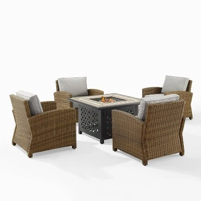 Bradenton 5pc Outdoor Wicker Arm Chair & Fire Table Set - Crosley 18 Bradenton 5pc Outdoor Wicker Arm Chair & Fire Table Set - Crosley - Image 18