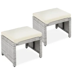 Best Choice Products Set Of 2 Multipurpose Patio Wicker Ottomans W/ Removable Cushions, Steel Frame -Outdoor Garden Store GUEST 2b287d5e 6c23 4006 bb76 c92596edbe1b