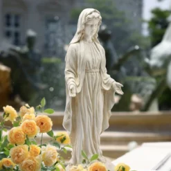 LuxenHome 30.5" H Virgin Mary Indoor Outdoor Statue Garden Statues, Gray Or Ivory -Outdoor Garden Store GUEST 2b91d969 fd1f 4bf2 abb0 aaa03f5ce4c8
