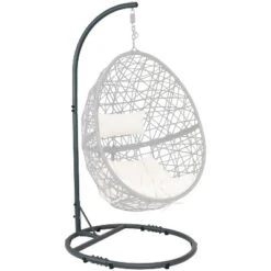 Sunnydaze Decor Sunnydaze Durable Indoor/Outdoor Powder-Coated Steel Egg Chair Stand With Extra-Wide Round Base - 76" H - Black -Outdoor Garden Store GUEST 2ba8821f 588c 4011 b868 08b176ff1937