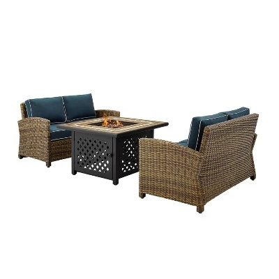 3pc Bradenton Outdoor Steel Fire Pit Set With 2 Loveseats Navy/Weathered Brown - Crosley 6 3pc Bradenton Outdoor Steel Fire Pit Set With 2 Loveseats Navy/Weathered Brown - Crosley - Image 6