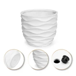 LuxenHome White MgO 11.6-Inch H Waves Round Planter 8 LuxenHome White MgO 11.6-Inch H Waves Round Planter -Outdoor Garden Store GUEST 2cbe4b3e 6fc0 45c9 8afa fcce2ca58c53