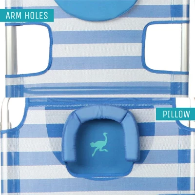 Ostrich 3-N-1 Altitude Outdoor Lounge Reclining Beach Lake 16-Inch Height Chair, Stripped Blue 3 Ostrich 3-N-1 Altitude Outdoor Lounge Reclining Beach Lake 16-Inch Height Chair, Stripped Blue - Image 3