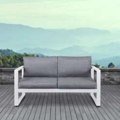 Baltic Patio Loveseat White - Real Flame