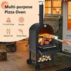 Costway Outdoor Pizza Oven Wood Fire Pizza Maker Grill W/ Pizza Stone & Waterproof Cover -Outdoor Garden Store GUEST 2e010bb3 7a98 43be b468 506f7468672a