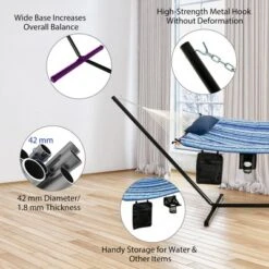 Costway Hammock Chair Stand Set Cotton Swing W/ Pillow Cup Holder Indoor Outdoor -Outdoor Garden Store GUEST 2f71d4a9 fc8f 4d7d 85d5 01bfcf1cd8c3