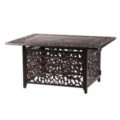 5pc Outdoor Dining Set With 48" Rectangle Fire Table & Deep Seating Swivel Rocking Chairs, Wind Blocker Lid & Covers - Oakland Living -Outdoor Garden Store GUEST 2fdf80a6 24ab 4181 949f 063c3253ea08