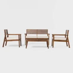 Saracina Home 4pc Mid-Century Modern Slatted Acacia Outdoor Patio Conversation Furniture Set 15 Saracina Home 4pc Mid-Century Modern Slatted Acacia Outdoor Patio Conversation Furniture Set -Outdoor Garden Store GUEST 3005e2da 1d72 4a44 9a0b b1cdd319e0b1
