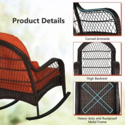 Costway 2PCS Patio Wicker Rocking Chair W/Seat Back Cushions & Lumbar Pillow Balcony 17 Costway 2PCS Patio Wicker Rocking Chair W/Seat Back Cushions & Lumbar Pillow Balcony -Outdoor Garden Store GUEST 300e3e34 0ba5 47fe 876c 02d5321e6656
