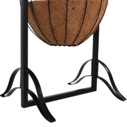 Sunnydaze Decor Sunnydaze Indoor/Outdoor Iron Construction Decorative Welcome Sign And Coco Grass Liner Hanging Basket Planter Stand - 48" H - Black -Outdoor Garden Store GUEST 30b481e7 8f5d 421e a158 ed887f4ff7f3