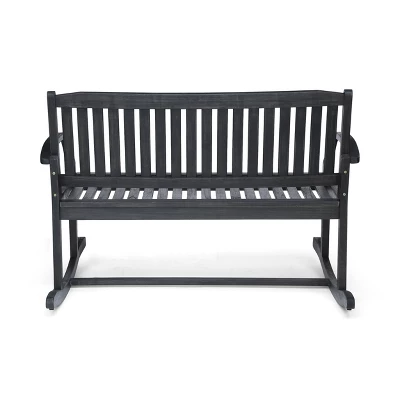 Regatta Acacia Patio Rocking Loveseat - Dark Gray - Christopher Knight Home 3 Regatta Acacia Patio Rocking Loveseat - Dark Gray - Christopher Knight Home - Image 3