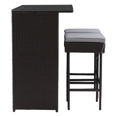 Parksville Patio Bar Set With Cushions - Black/Gray - CorLiving 3 Parksville Patio Bar Set With Cushions - Black/Gray - CorLiving - Image 3