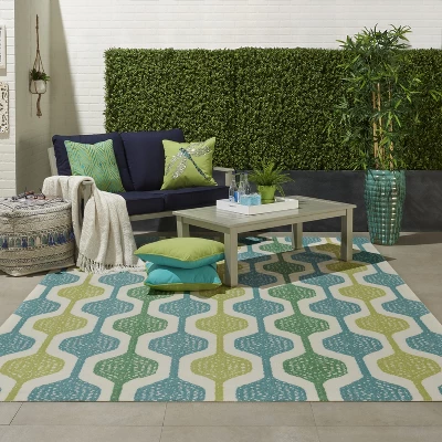 Waverly Sun N Shade SND70 Aqua Indoor/Outdoor Area Rug 9 Waverly Sun N Shade SND70 Aqua Indoor/Outdoor Area Rug - Image 9