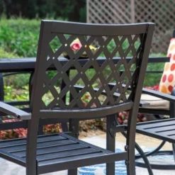 5pc Patio Set With Faux Wood Table & Metal Chairs - Captiva Designs -Outdoor Garden Store GUEST 3236151f 88c9 4329 bba3 75fafe0b5839