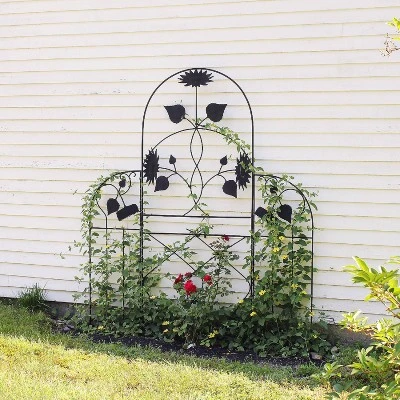 Achla Designs 90" Sunflower Decorative Iron Garden Trellis Black Powder Coat Finish 1 Achla Designs 90" Sunflower Decorative Iron Garden Trellis Black Powder Coat Finish