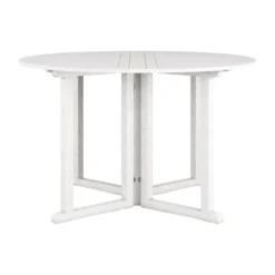 Outdoor Drop Leaf Round Dining Table - Whitewash - CorLiving -Outdoor Garden Store GUEST 33548cd6 dcd3 498a 913d 88b6e31afeb8