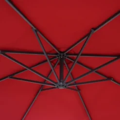 10' X 10' Cantilever Patio Hanging Umbrella With Crank And Cross Base Red - Wellfor -Outdoor Garden Store GUEST 33f42128 3e1c 47cb 876d 5d38fb0d60b0