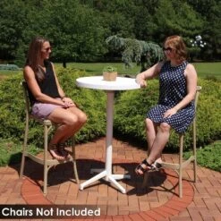 Sunnydaze Decor Sunnydaze 45"H Round Plastic All-Weather Commercial-Grade Patio Bar Table With Foldable Design, White -Outdoor Garden Store GUEST 346074ba 554a 4eb1 a7bb 9e5fc8601683