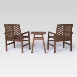 3pc Slatted Chevron Acacia Wood Patio Chat Set - Saracina Home -Outdoor Garden Store GUEST 355c74bb 9ea2 47d2 ba1f 7c182d1522b0