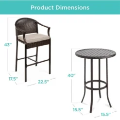 Best Choice Products 3-Piece Outdoor Wicker Bistro Bar Height Set For Patio, Garden W/ Barstools, Steel Frame -Outdoor Garden Store GUEST 3591e47c f661 4eaf 8c45 d15119745619