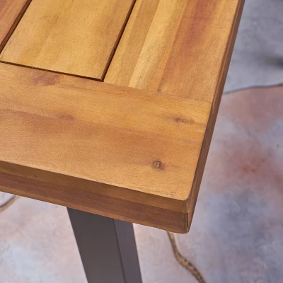 Juniper 7pc Acacia Wood Dining Set - Teak/Blue - Christopher Knight Home 2 Juniper 7pc Acacia Wood Dining Set - Teak/Blue - Christopher Knight Home - Image 2