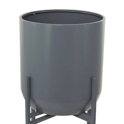 Olivia & May Modern Metal Planter Pot Gray 3 Olivia & May Modern Metal Planter Pot Gray - Image 3