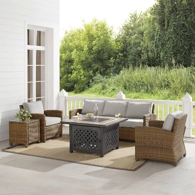 Bradenton 5pc Outdoor Wicker Conversation Set With Fire Table - Crosley 1 Bradenton 5pc Outdoor Wicker Conversation Set With Fire Table - Crosley