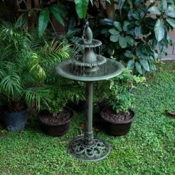 40" Tiered Pedestal Fountain With Fish Blue - Alpine Corporation