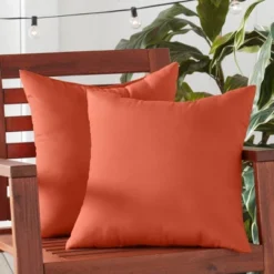 Set Of 2 Outdoor Throw Pillows Rust - Kensington Garden