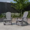 Merrick Lane Set Of 2 All-Weather Polyresin Adirondack Rocking Chair With Vertical Slats