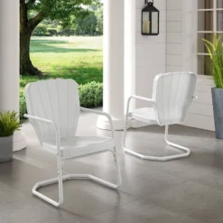 Ridgeland 2pk Outdoor Chairs - White - Crosley