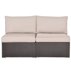 Costway 2PCS Patio Rattan Armless Sofa Sectional Conversation Furniture Set W/Cushion -Outdoor Garden Store GUEST 3b7433e7 f4e9 46b2 92be e3facb676808