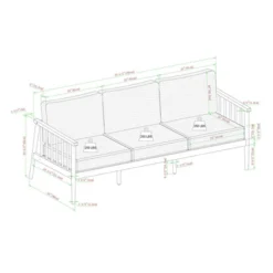 Saracina Home Modern Boho Eucalyptus Outdoor Spindle Sofa With Cushions -Outdoor Garden Store GUEST 3d8e4406 bf24 47ef b778 46137a40d20d