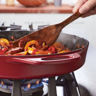 Rachael Ray Premium RUST-RESISTANT Cast Iron Skillet 12" Red 5 Rachael Ray Premium RUST-RESISTANT Cast Iron Skillet 12" Red - Image 5