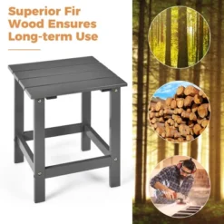 Costway 3PCS Patio Adirondack Chair Side Table Set Solid Wood Garden Deck Grey -Outdoor Garden Store GUEST 3e2910f4 d4b2 4fd5 979d 7b6a7b70ef29