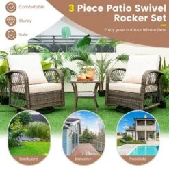 Costway Patio 3PCS Wicker Swivel Rocker Set 2 Rocking Chairs 360 Degrees With Coffee Table 16 Costway Patio 3PCS Wicker Swivel Rocker Set 2 Rocking Chairs 360 Degrees With Coffee Table -Outdoor Garden Store GUEST 3e41df65 0805 41f4 ad9a 2d30942bc4f7